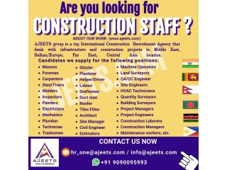 Construction Manpower Services from India, Nepal, Bangladesh