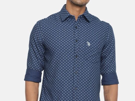 us-polo-assn-men-blue-tailored-fit-printed-casual-shirt