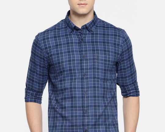 us-polo-assn-men-blue-tailored-fit-checked-casual-shirt