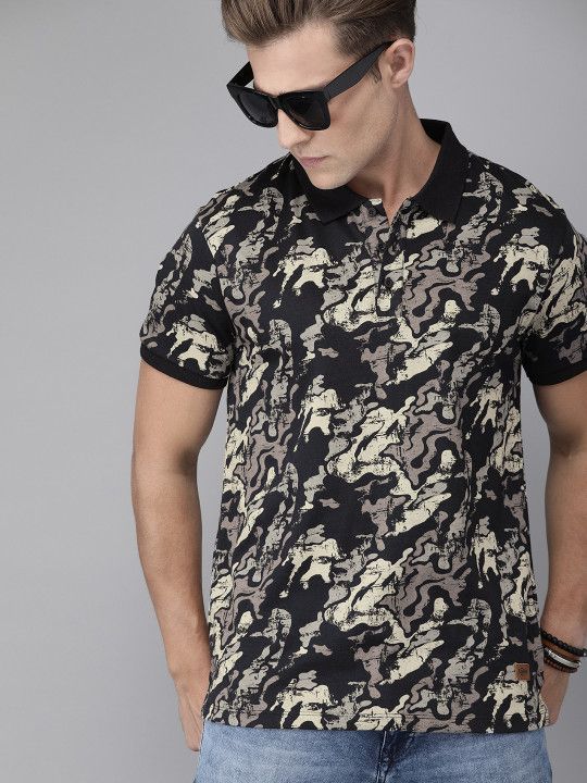 roadster-men-navy-blue-printed-polo-collar-t-shirt-big-0