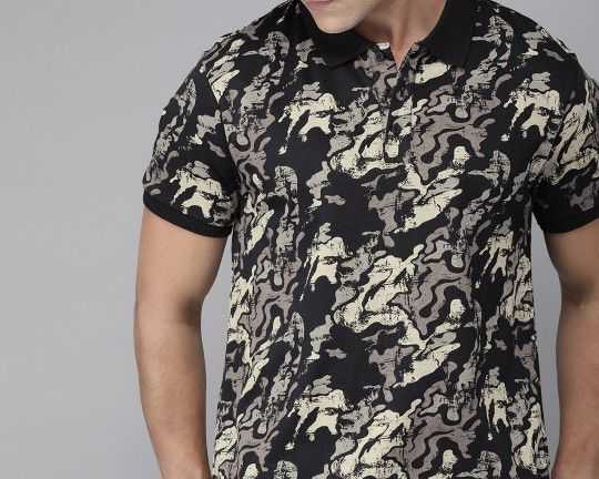 roadster-men-navy-blue-printed-polo-collar-t-shirt