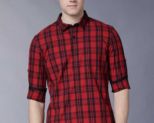 highlander-men-red-black-slim-fit-yarn-dyed-checked-casual