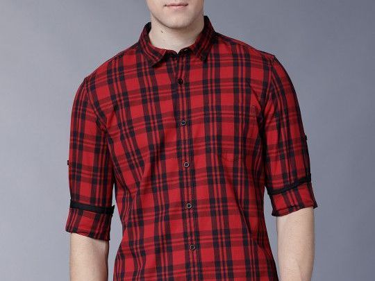 highlander-men-red-black-slim-fit-yarn-dyed-checked-casual