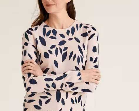 leaf-print-crew-neck-cardigan