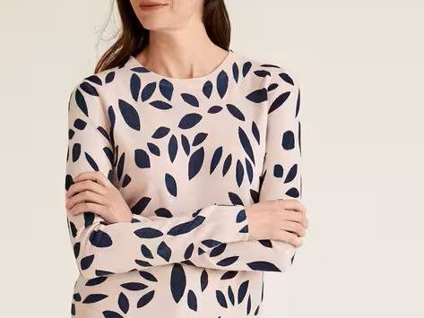 leaf-print-crew-neck-cardigan