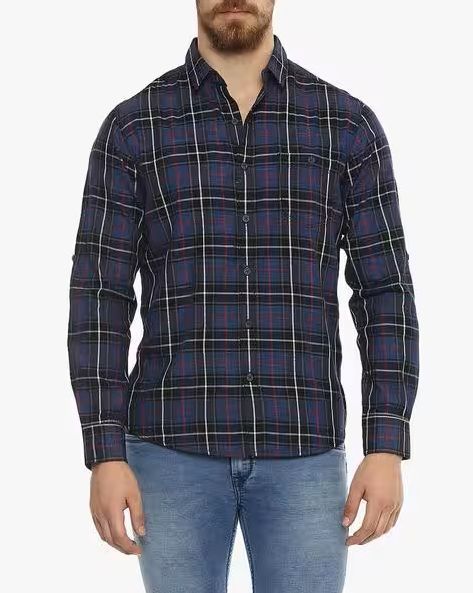 slim-fit-checked-shirt-with-buttoned-patch-pocket-big-0