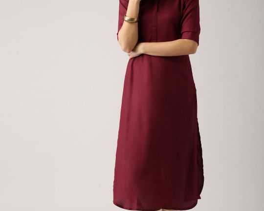 libas-women-maroon-woven-design-pathani-kurta