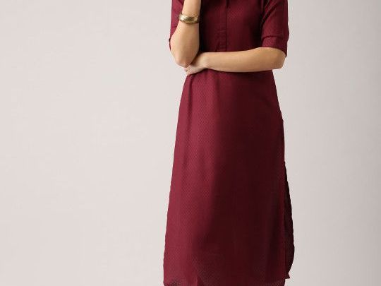 libas-women-maroon-woven-design-pathani-kurta