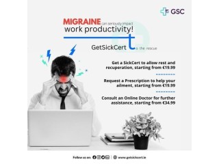 Get migraine prescriptions online in Ireland: Connect with Get Sick Cert
