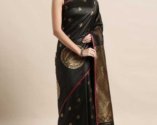 vastrad-black-gold-toned-silk-blend-woven-design-banaras-saree