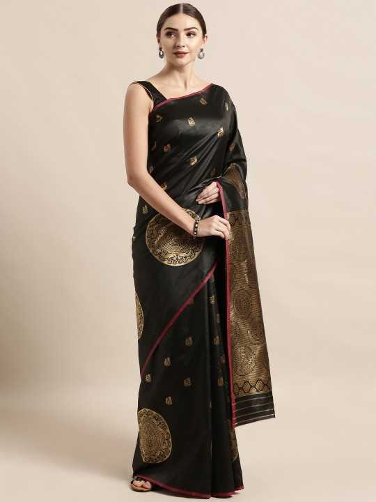 vastrad-black-gold-toned-silk-blend-woven-design-banaras-saree-big-0