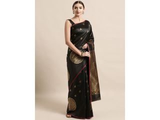 vastrad-black-gold-toned-silk-blend-woven-design-banaras-saree-small-0