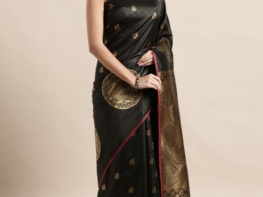 vastrad-black-gold-toned-silk-blend-woven-design-banaras-saree