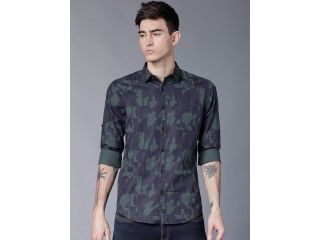 highlander-men-navy-blue-olive-green-slim-fit-printed-casual-shirt-small-0