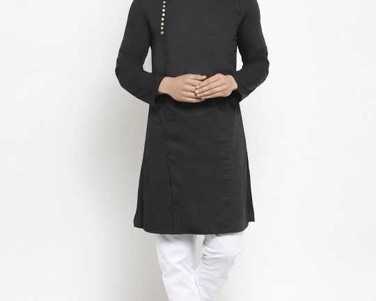 purple-state-men-black-solid-straight-kurta