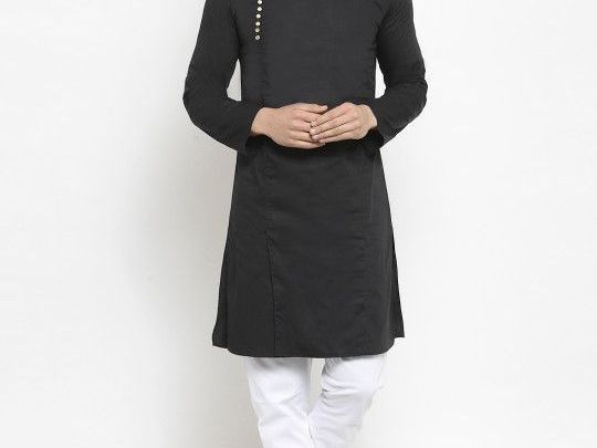 purple-state-men-black-solid-straight-kurta