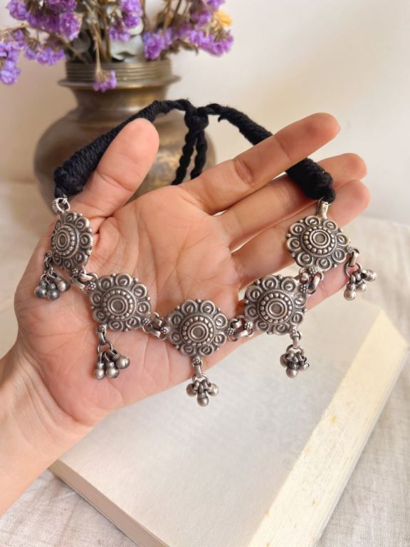 oxidised-pure-925-silver-choker-set-with-ghungroo-asmah-big-0