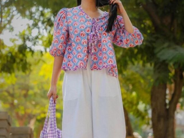buy-blue-tie-up-cotton-top-for-women-online-by-odhanon