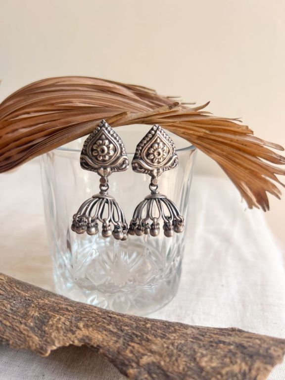 buy-jheena-silver-jhumka-with-ghungroos-by-asmah-big-0