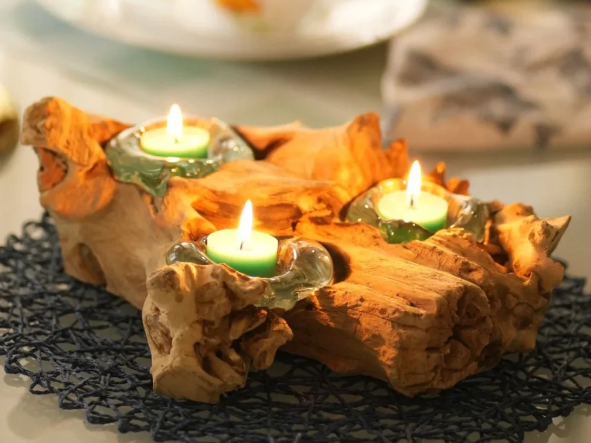 triangle-shaped-wooden-fire-table-decor-for-modern-homes