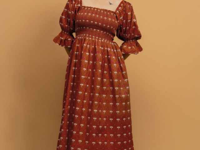 printed-puff-sleeves-brown-dress-for-women-by-odhanon