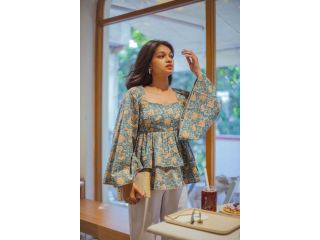 cute-green-floral-peplum-top-with-bell-sleeves-by-odhanon-small-0