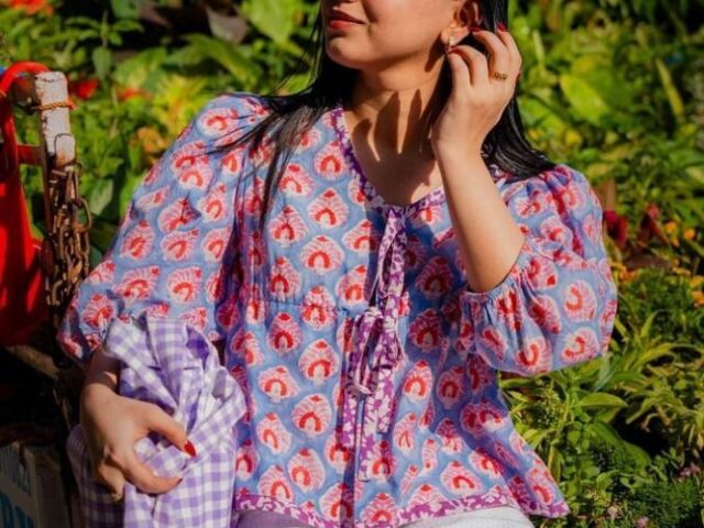 buy-blue-tie-up-cotton-printed-top-for-women-by-odhanon