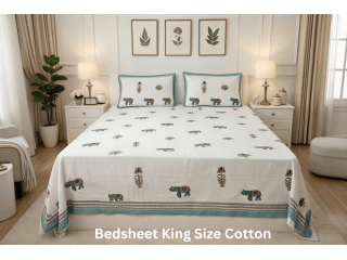 king-size-cotton-bedsheets-with-pillow-covers-small-0