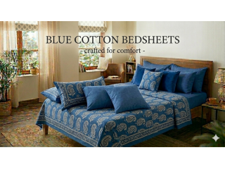 buy-blue-bed-sheets-soft-breathable-theindiglobal-small-0