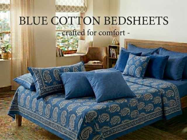 buy-blue-bed-sheets-soft-breathable-theindiglobal