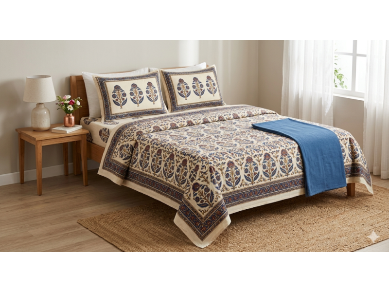 100-cotton-double-bed-sheets-online-india-theindiglobal-small-0