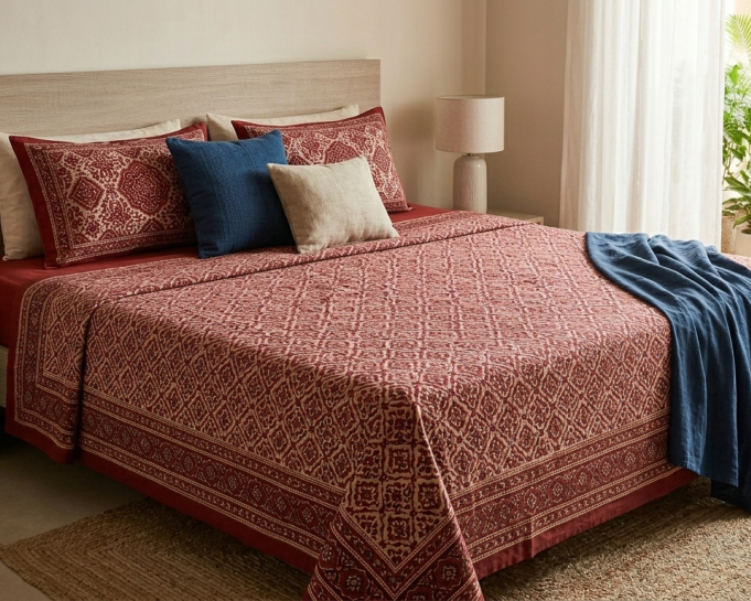 red-cotton-bedsheets-online-india-elegant-bedroom-bedding