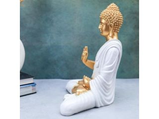 buy-14-inch-white-golden-buddha-idol-online-unipeg-decor-small-0