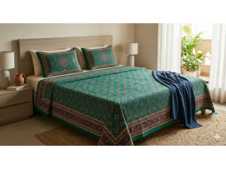 green-cotton-bedsheet-with-pillow-covers-pure-cotton-small-0
