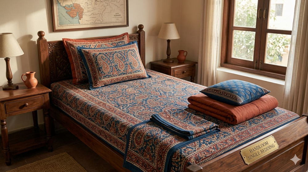 bedsheet-single-bed-with-pillow-cover-245-gsm-pure-cotton-big-0