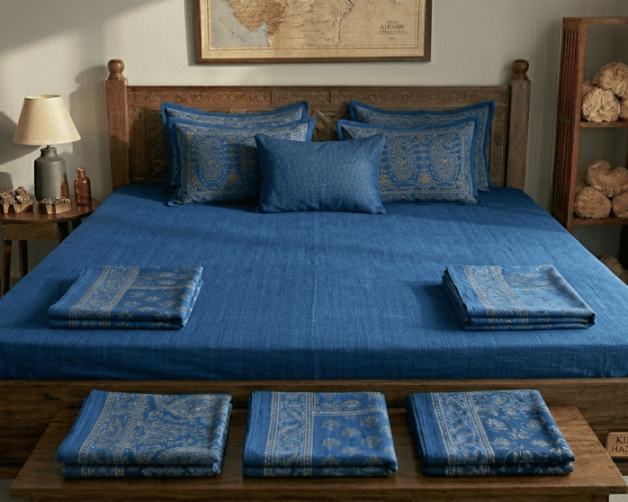 blue-bedsheets-online-soft-cotton-blue-bedding-theindiglobal