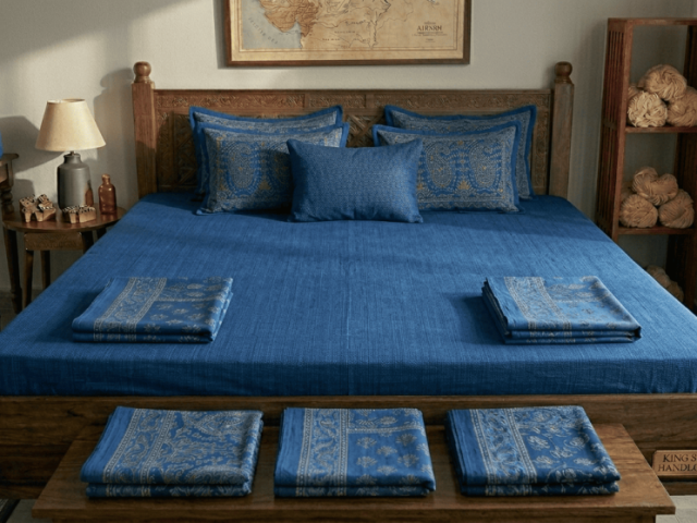 blue-bedsheets-online-soft-cotton-blue-bedding-theindiglobal