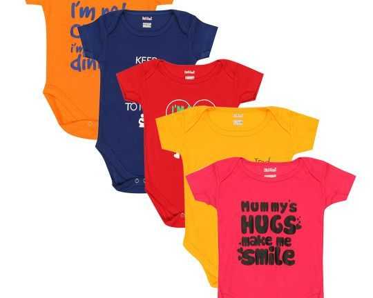 kiddeo-infants-pack-of-5-printed-pure-cotton-bodysuits