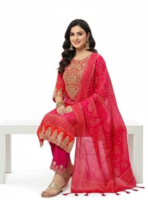 shop-now-pink-red-bandhej-suit-set-with-dupatta-big-3