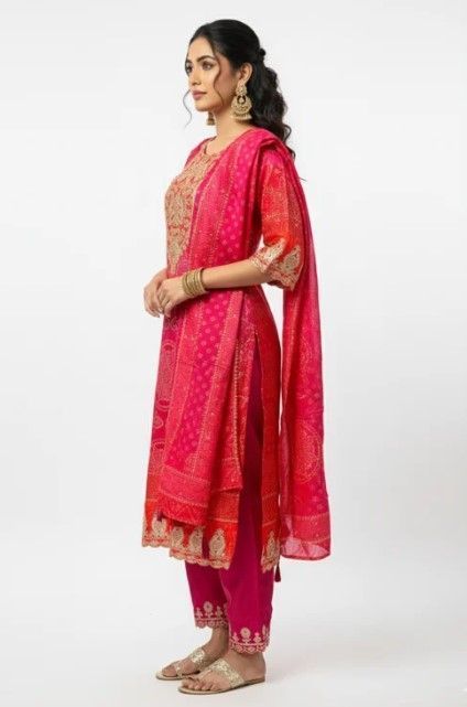 shop-now-pink-red-bandhej-suit-set-with-dupatta-big-4