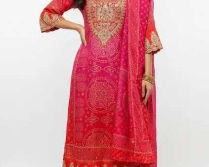 shop-now-pink-red-bandhej-suit-set-with-dupatta