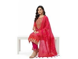 shop-now-pink-red-bandhej-suit-set-with-dupatta-small-3