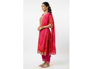 shop-now-pink-red-bandhej-suit-set-with-dupatta-small-4