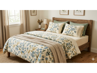 bedsheet-with-pillow-covers-245-gsm-pure-cotton-handloom-woven-small-0