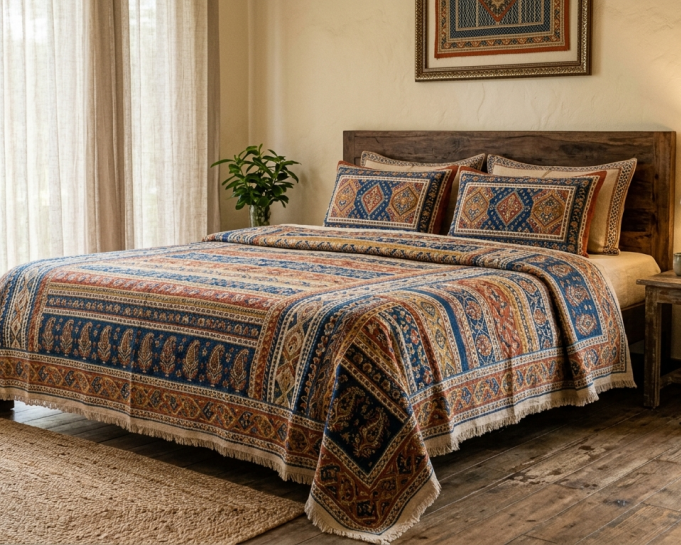 pure-cotton-double-bedsheets-with-pillow-covers-handloom