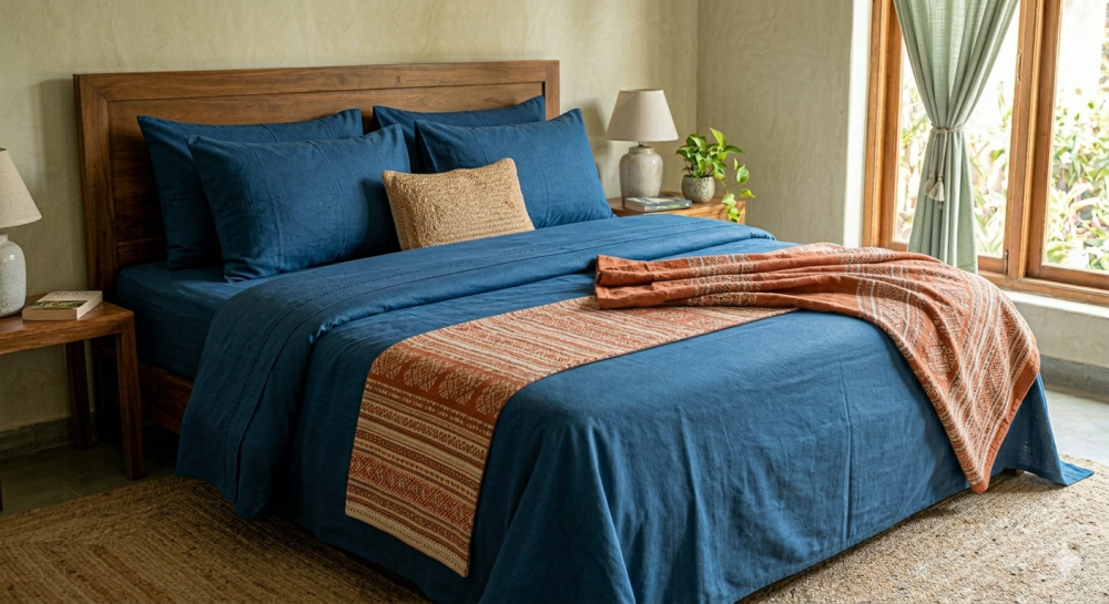 cotton-bed-sets-bedsheet-and-pillow-covers-matching-fabric-theindiglobal-big-0