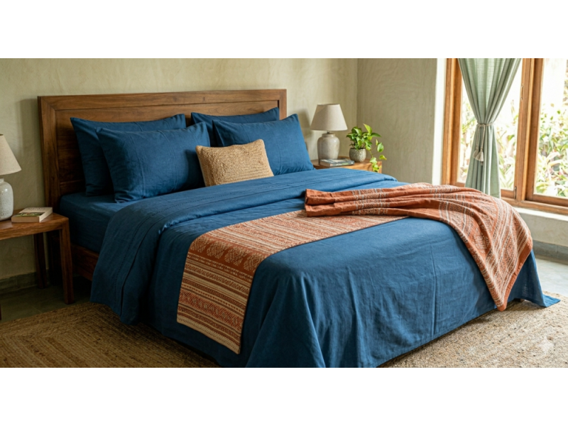 cotton-bed-sets-bedsheet-and-pillow-covers-matching-fabric-theindiglobal-small-0