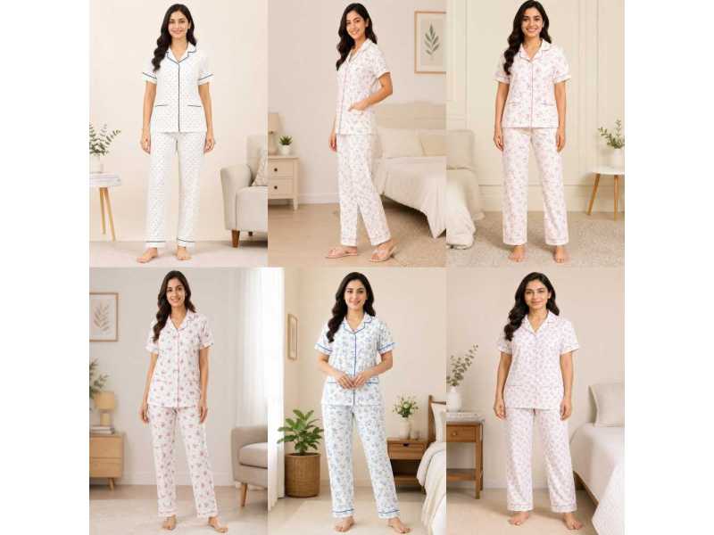 women-night-suit-set-printed-half-sleeve-shirt-small-0