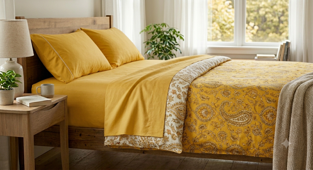 yellow-cotton-bed-sheets-bright-soft-washable-big-0