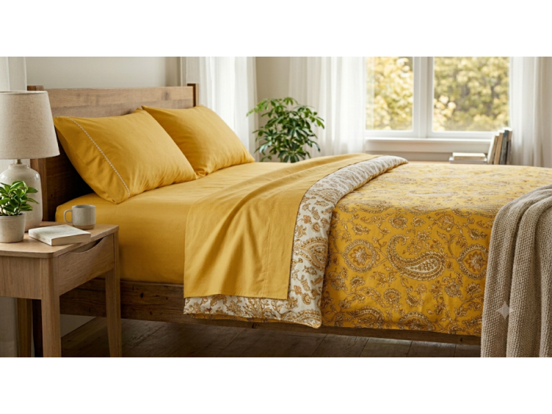 yellow-cotton-bed-sheets-bright-soft-washable-small-0